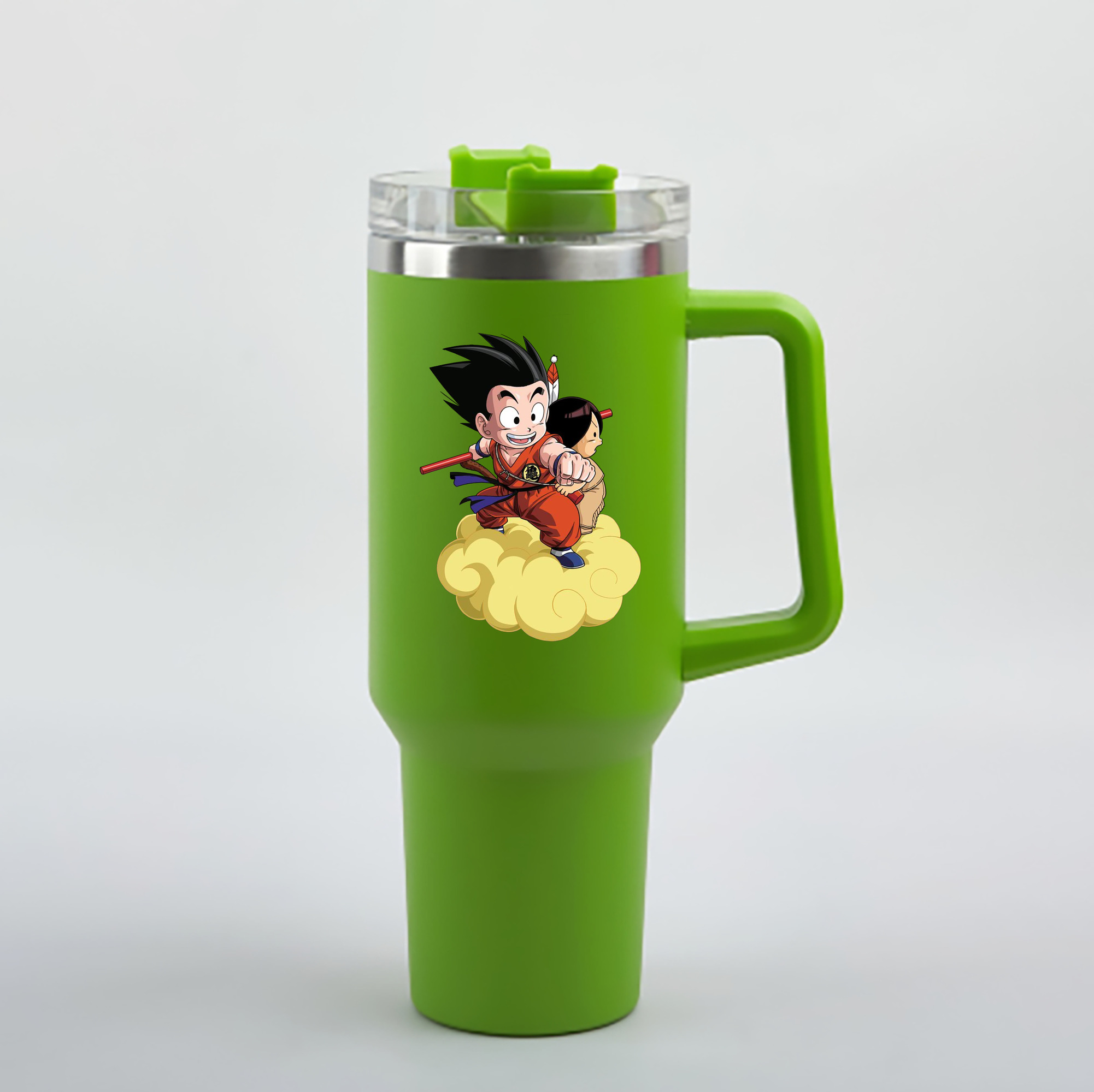 （画像用） ドラゴンボール 孫悟空（そん ごくう）Son Goku カカロット DRAGON BALL Kakarotto 1200mL車用タンブラー - クリスタルステッカー（プラスチックストロー付き）